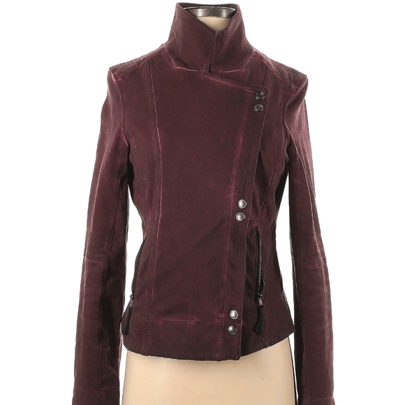 Anthropologie Jackets & Blazers - Marrakech Burgundy Knit Moto Light Jacket - Anthropologie
